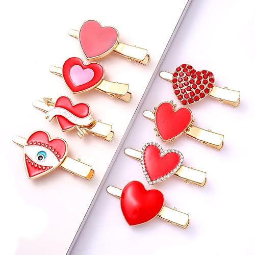 Miniatura 10 de 8 pinzas para el cabello del día de San Valentín horquillas de terciopelo con diamantes de imitación para mujeres y niñas pasadores de pelo con