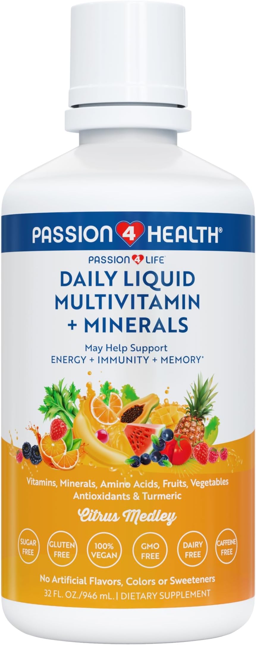 Daily Liquid Multivitamin + Minerals - Over 100 Premium Ingredients for the Whole Family - Trace Minerals and Amino Acids for All Ages
