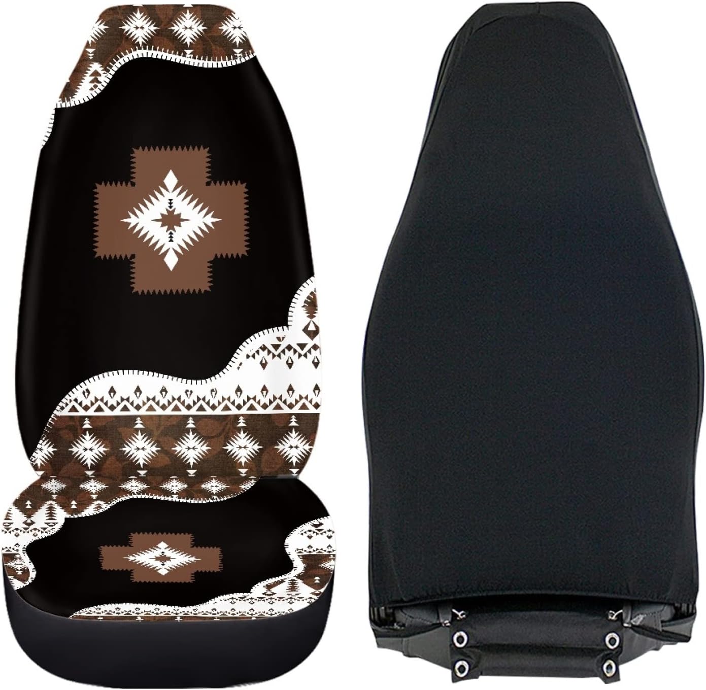 Dreaweet Boho Car Accessories Aztec Seat Covers for Cars SUV Trucks,Native American Indian Ethnic Tribal Geometric Pattern Car Seat Covers Front Seats Only,Brown Navajo Design