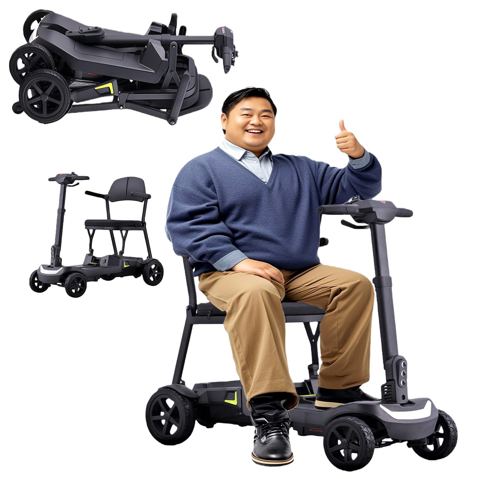 Scooter Elettrico A Quattro Ruote Per Anziani, Disabili E Persone Anziane, Scooter Elettrico Pieghevole Leggero