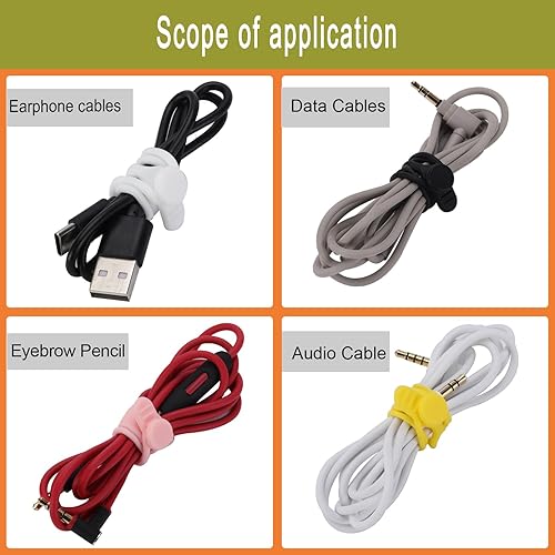 Miniatura 3 de 25 bridas de silicona para cables, reutilizables, multiusos, para agrupar y asegurar cables (colores mezclados)