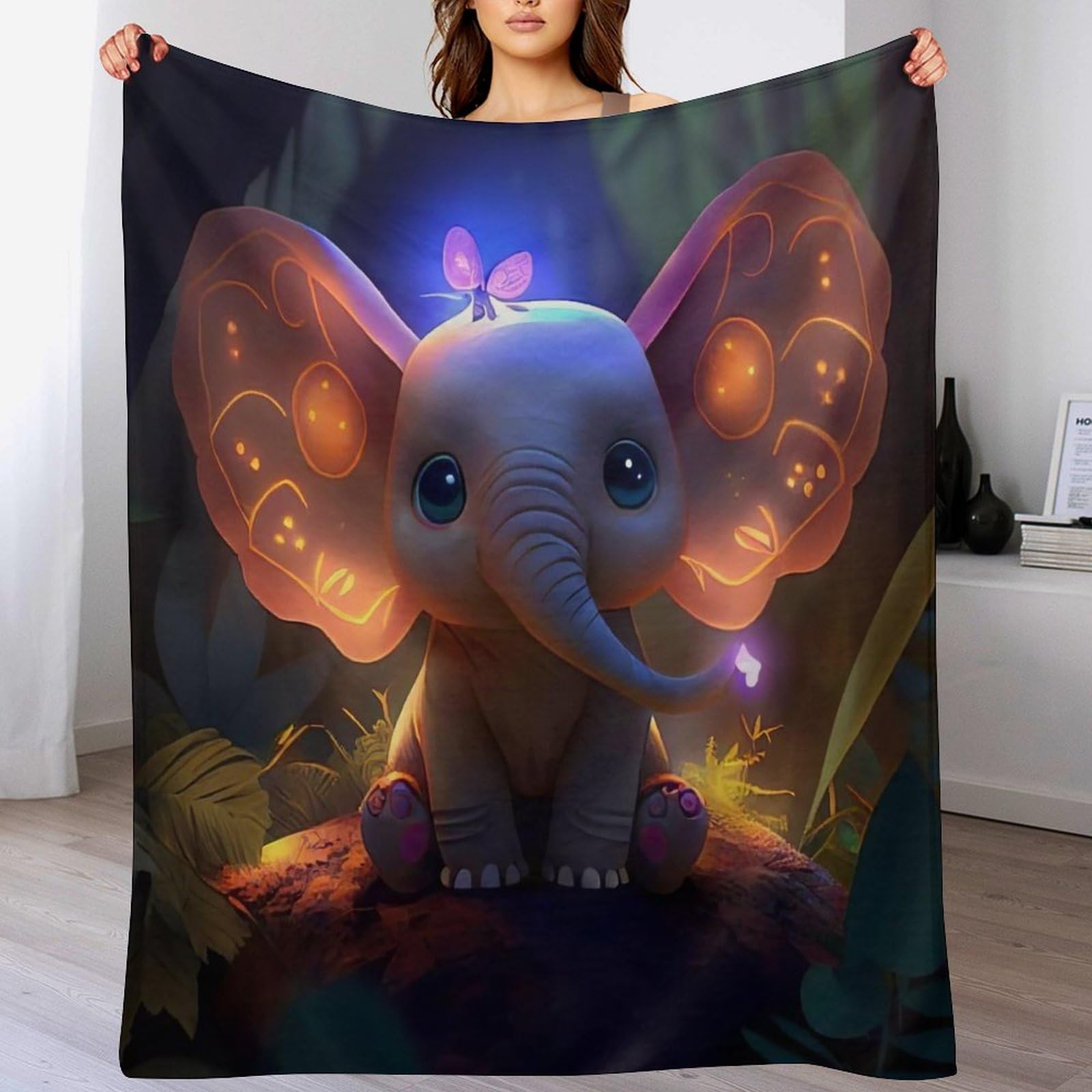 Couverture polaire éléphant pour des soirées cocooning douillettes sur le canapé 150x200cm