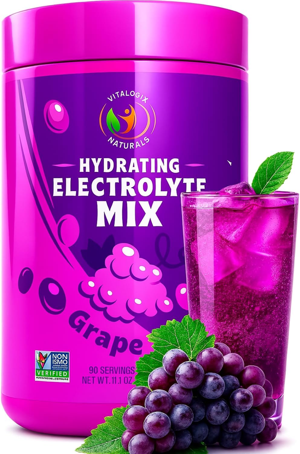 Electrolytes Powder No Sugar - Hydration Powder I Zero Calories, Carbs or Artificial Ingredients, Rehydration Sugar Free Electrolyte Drink Mix, Keto - 90 Servings