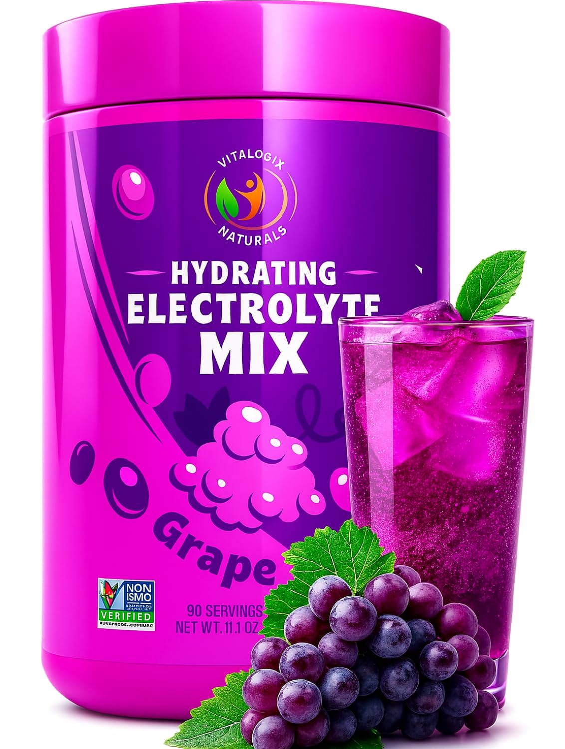 Electrolytes Powder No Sugar - Hydration Powder I Zero Calories, Carbs or Artificial Ingredients, Rehydration Sugar Free Electrolyte Drink Mix, Keto - 90 Servings