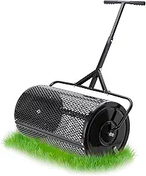 Espalhador de compostagem com rolo de 61 cm com alça em forma de T para plantar sementes espalhador de malha de metal durável para gramado e jardim espalhadores de estrume rolo patenteado