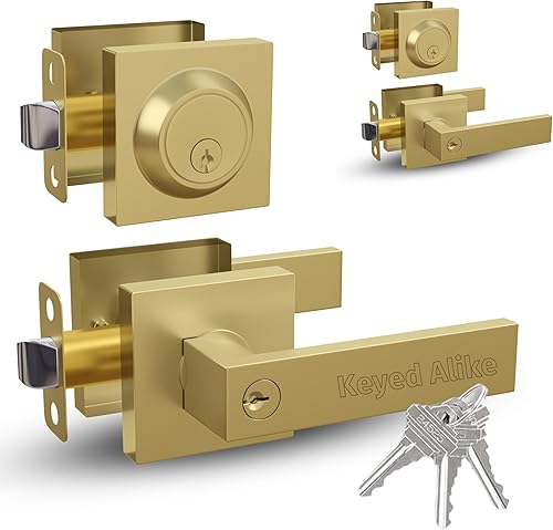 Miniatura 10 de MEGA HANDLES Deadbolt I - Cerradura de cerrojo de entrada  Cerrojo de bloqueo cuadrado resistente para puertas zurdas o diestras  InteriorExterior