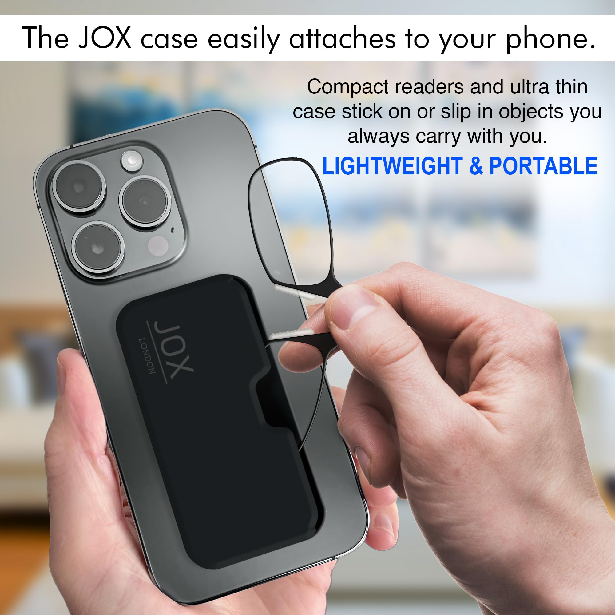 JOX Nose Reading Glasses with Compact Case, Slim Nose Reading Glasses to stick on the mobile phone, Flex-Fit Technology - Image 4