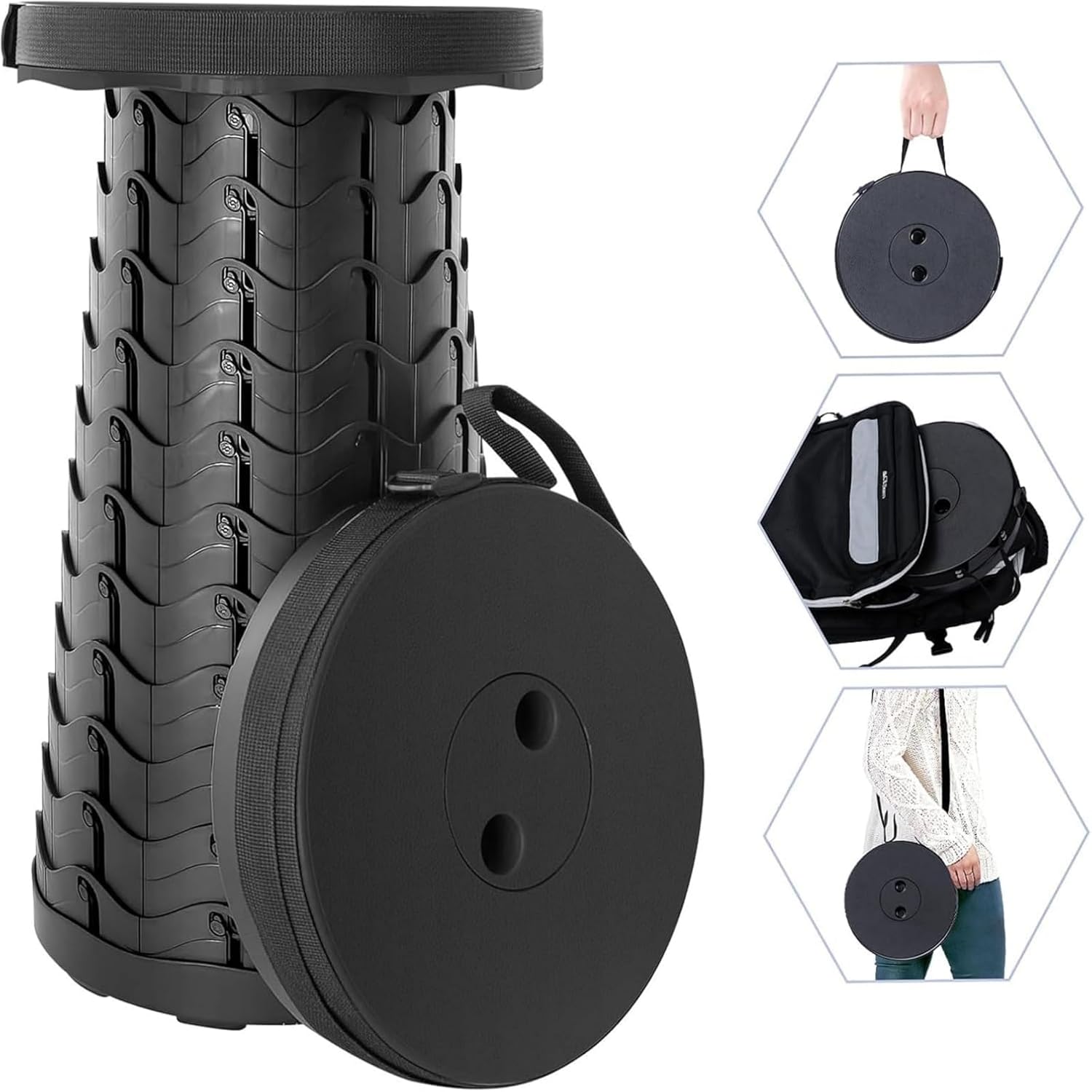 Foldable Stool, Scalable Foldable Stool, Portable Chair, Camping Chair, Lightweight, Compact, Convenient, Load Resistant, Camping, Hiking, Fishing, Outdoor Activities