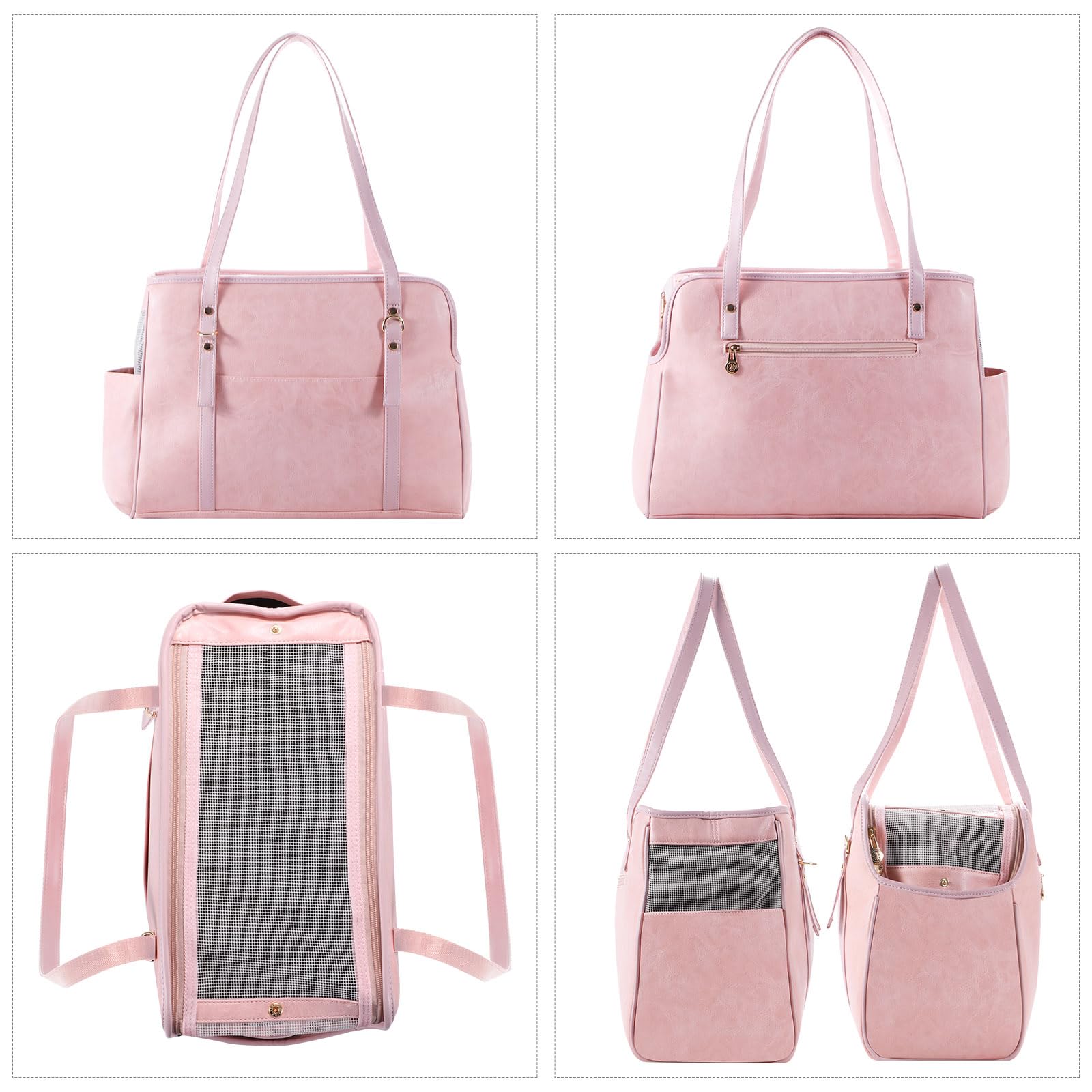 Lasaviin Dog Carrier Purse, Fashion Leather Pet Carrier with Pockets - Image 3