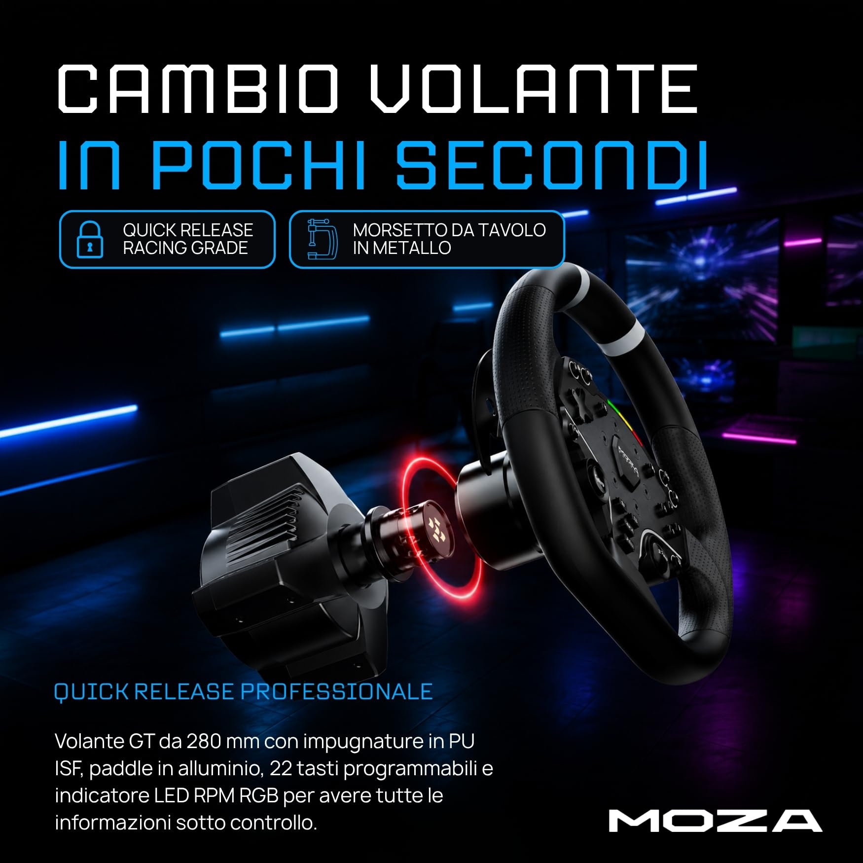 MOZA R3 Bundle Volante Simulatore di Guida PC con Base Direct Drive 3.9 Nm, Volante Gaming ES Lite, Pedaliera Sim Racing SR-P Lite, Morsetto da Tavolo Incluso, Postazione Sim Racing