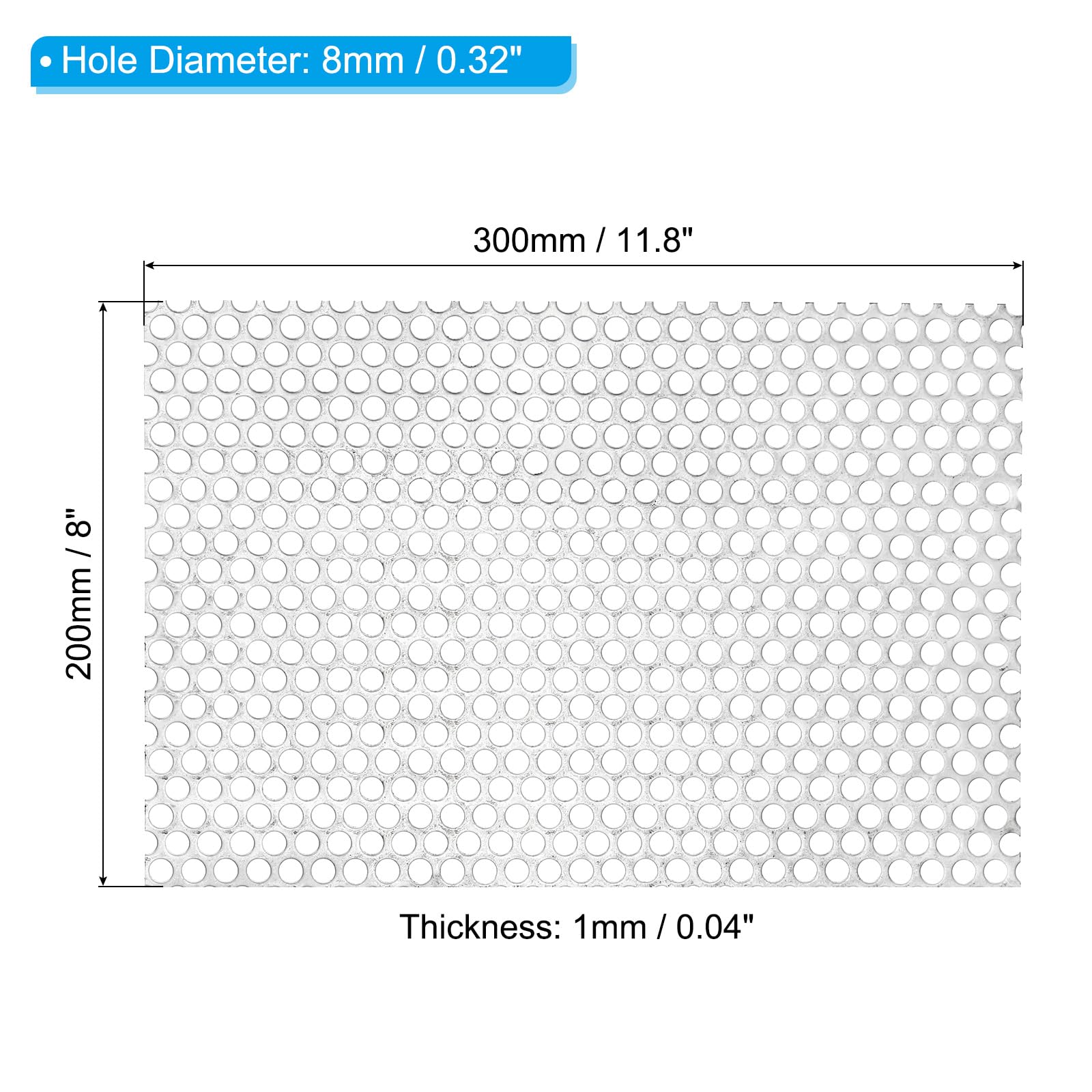 PATIKIL 11.8" x 8" 304 Stainless Steel Perforated Sheet - Image 2