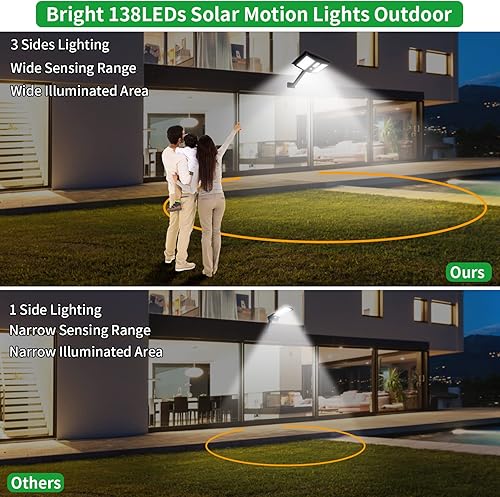 Miniatura 6 de Luces de calle alimentadas por energía solar para exteriores, 218 luces LED de seguridad con 5 modos de iluminación, control remoto, luces solares