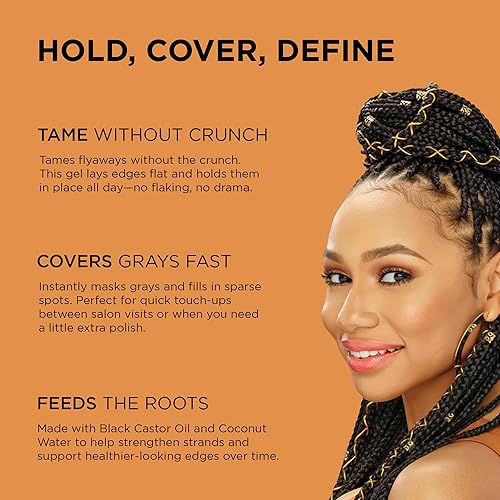 Miniatura 2 de African Pride Bordes milagros de ricino negro para sujetar y cubrir bordes - Desliza y controla bordes cubre grises rellena áreas de adelgazamiento