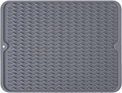 Tapete de silicona para secar platos, antideslizante, fácil de limpiar, tapete escurridor de platos grande resistente al calor para encimera de