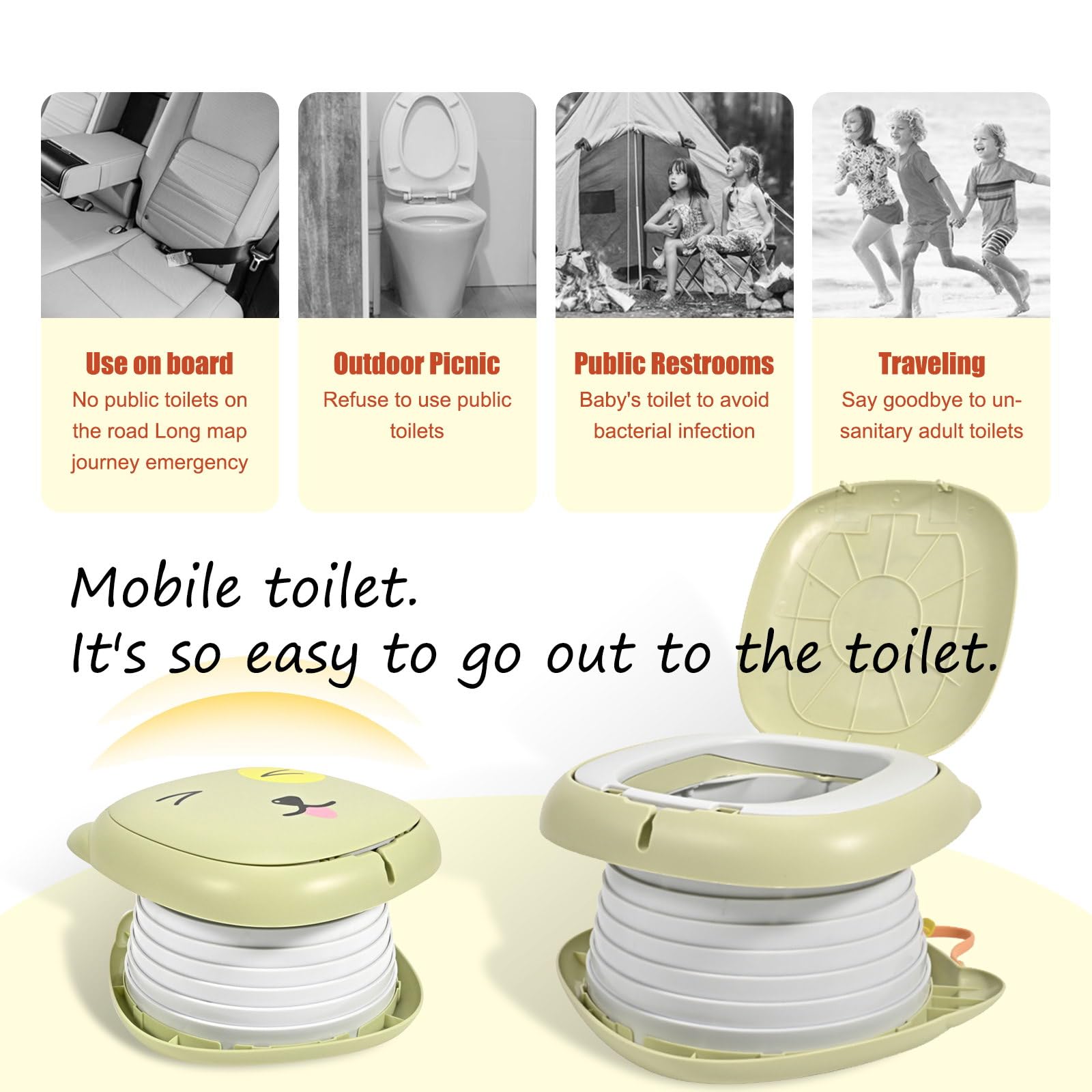 Sedile WC per Bambini, WC Pieghevole per Bambini, Vasino Pieghevole da Viaggio Portatile, Viaggio in Campeggio o uso Domestico con Borsa di Riserva usa e Getta