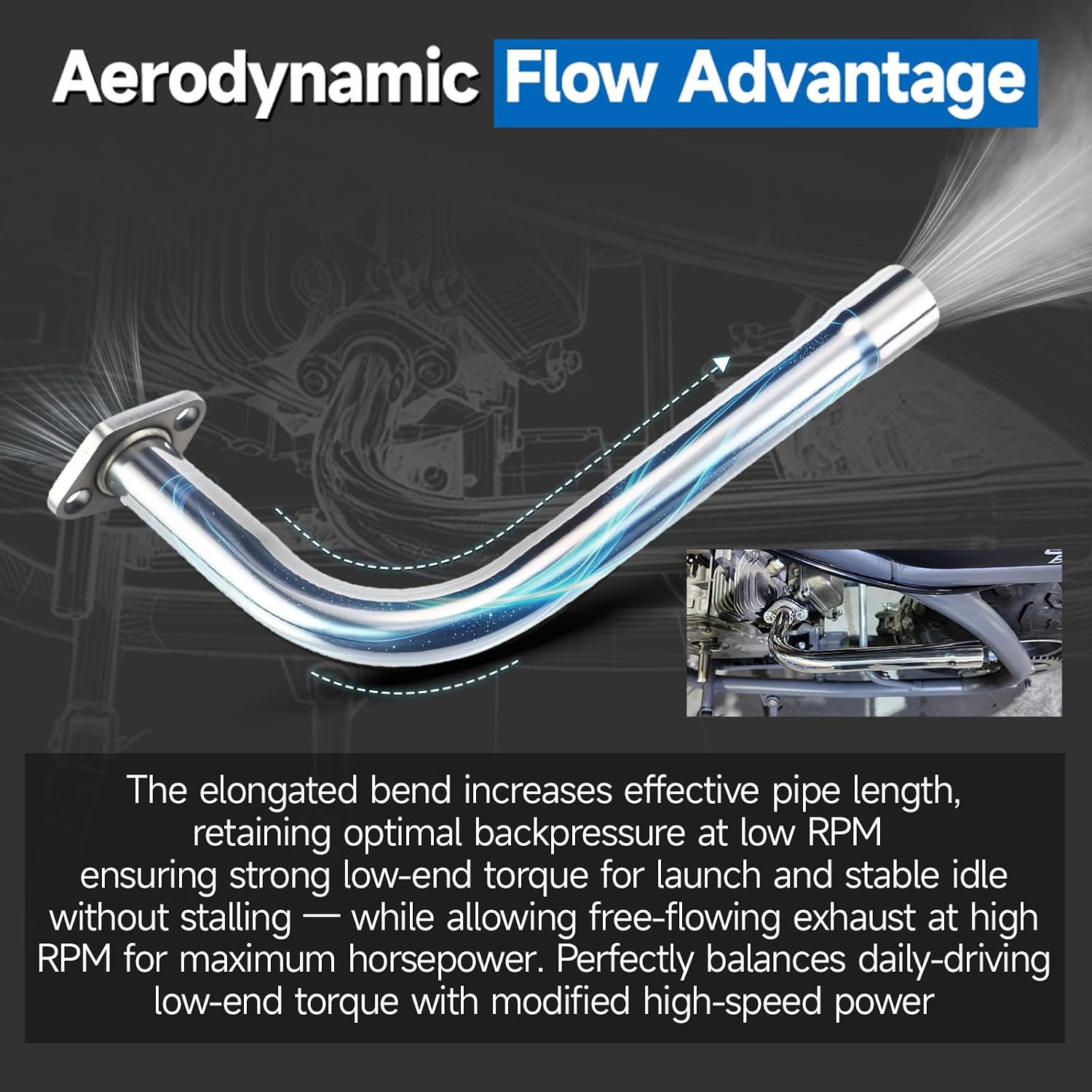 Upgrade Exhaust Pipe Polished Stainless Steel For Predator 212cc 196cc