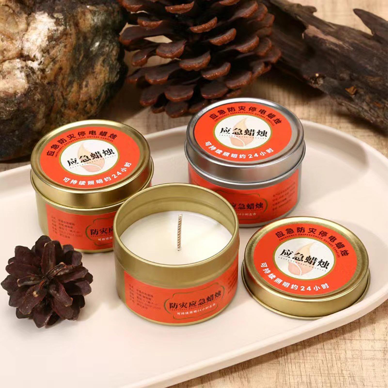 Velas de Cera de Larga Duración - Velas para Acampar de Combustión Lenta, de 25-32 Horas para Cortes de Luz, de Cera Sin Humo, para Acampar y Senderismo
