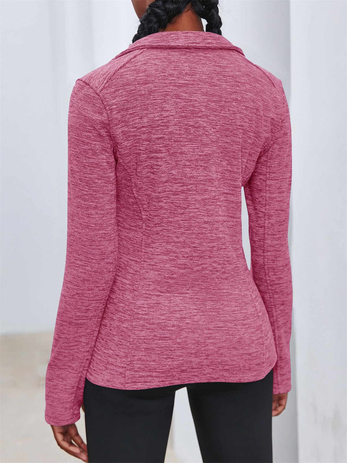 Fisoew Damen Laufjacke Slim Fit Sportjacke Langarm Trainingsjacke Fitness Full Zip Fleece Activewear mit Daumenloch Taschen