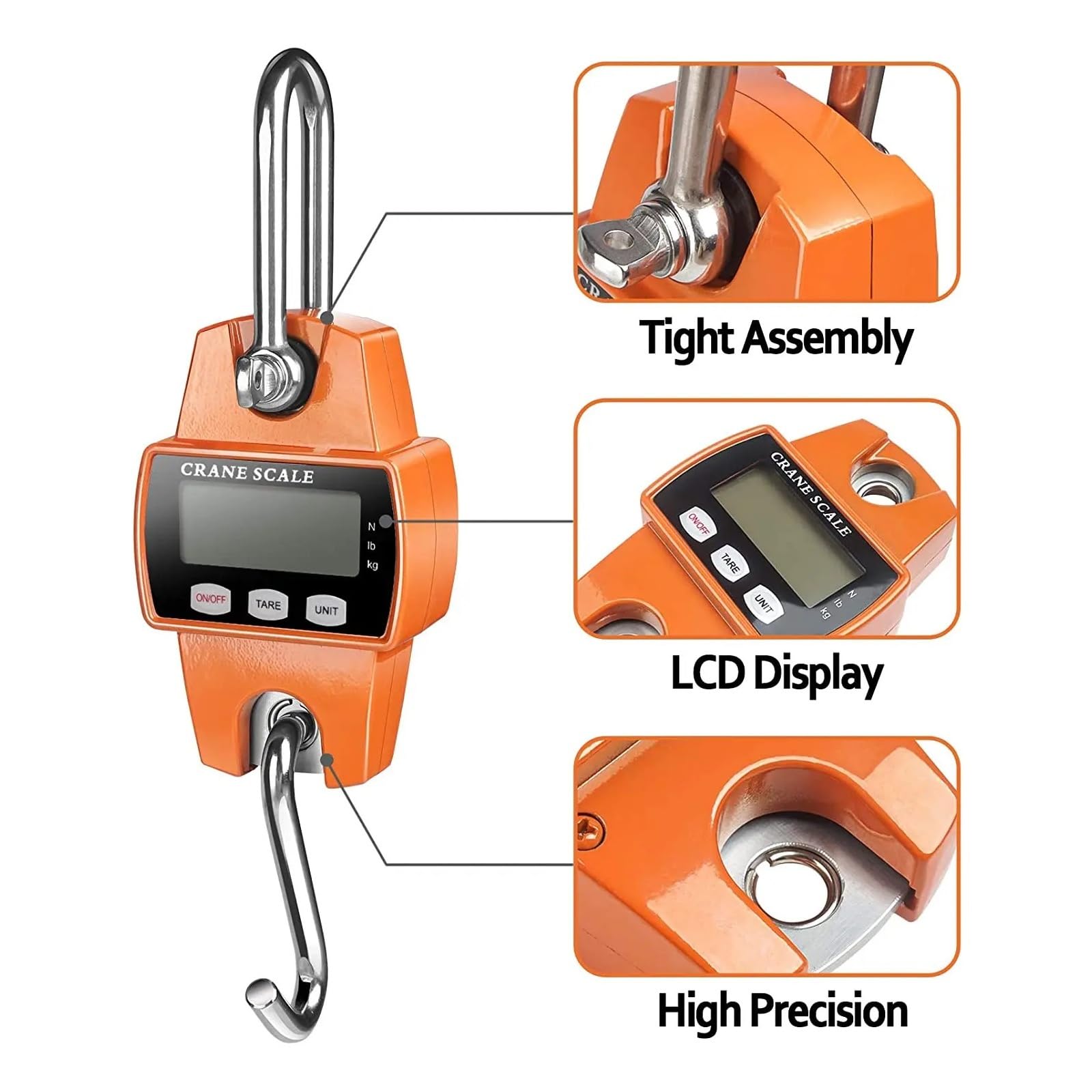 Bilancia sospesa digitale con custodia in alluminio pressofuso, peso mini gru portatile da 50/200/300 kg con gancio Breve tempo di risposta(300kg Black)