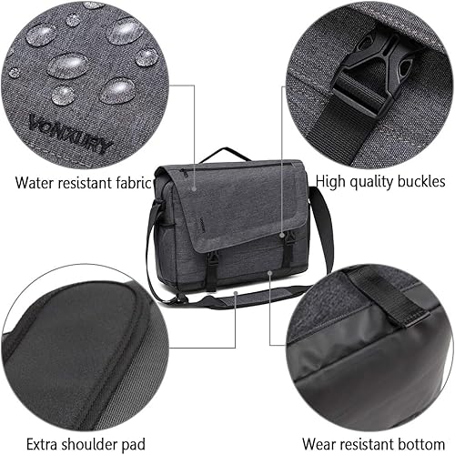 Miniatura 3 de Bolsa de mensajero para hombre, ligera, resistente al agua, 15.6 pulgadas, bolsa para laptop, bolsa de hombro para oficina de negocios