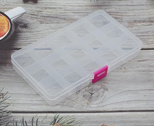 Miniatura 4 de Yansanido 4 piezas de 15 rejillas de 6.85 x 3.85 pulgadas, ajustable, pequeño y extraíble, de plástico transparente, organizador de joyas, caja de