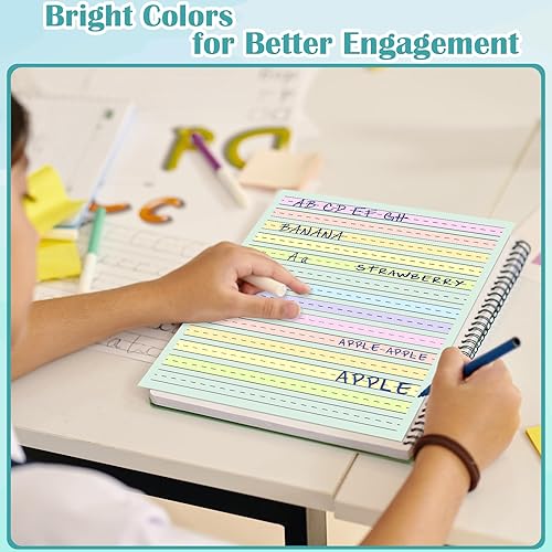 Miniatura 4 de Papel de escritura a mano de 8.5 x 11 pulgadas, papel de escritura primario de color para niños con TDAH de 0.5 pulgadas, espaciado multisensorial,