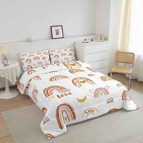 Miniatura 2 de Juego de edredón de arcoíris para niños, juego de edredón de decoración Kawaii tamaño individual para niños y niñas, juego de ropa de cama de