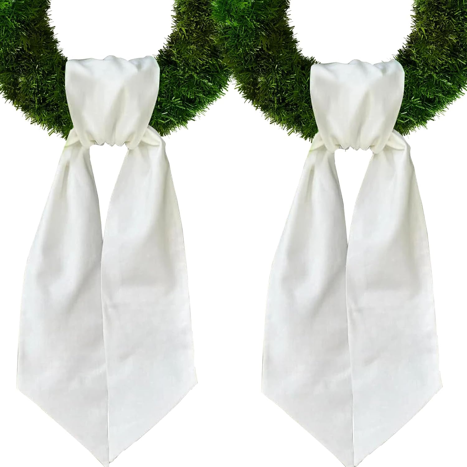 8 Pcs Christmas Wreath Sash for Front Door, Xmas White Cotton Linen Sash Accessories for Wreaths Thanksgiving Decorations