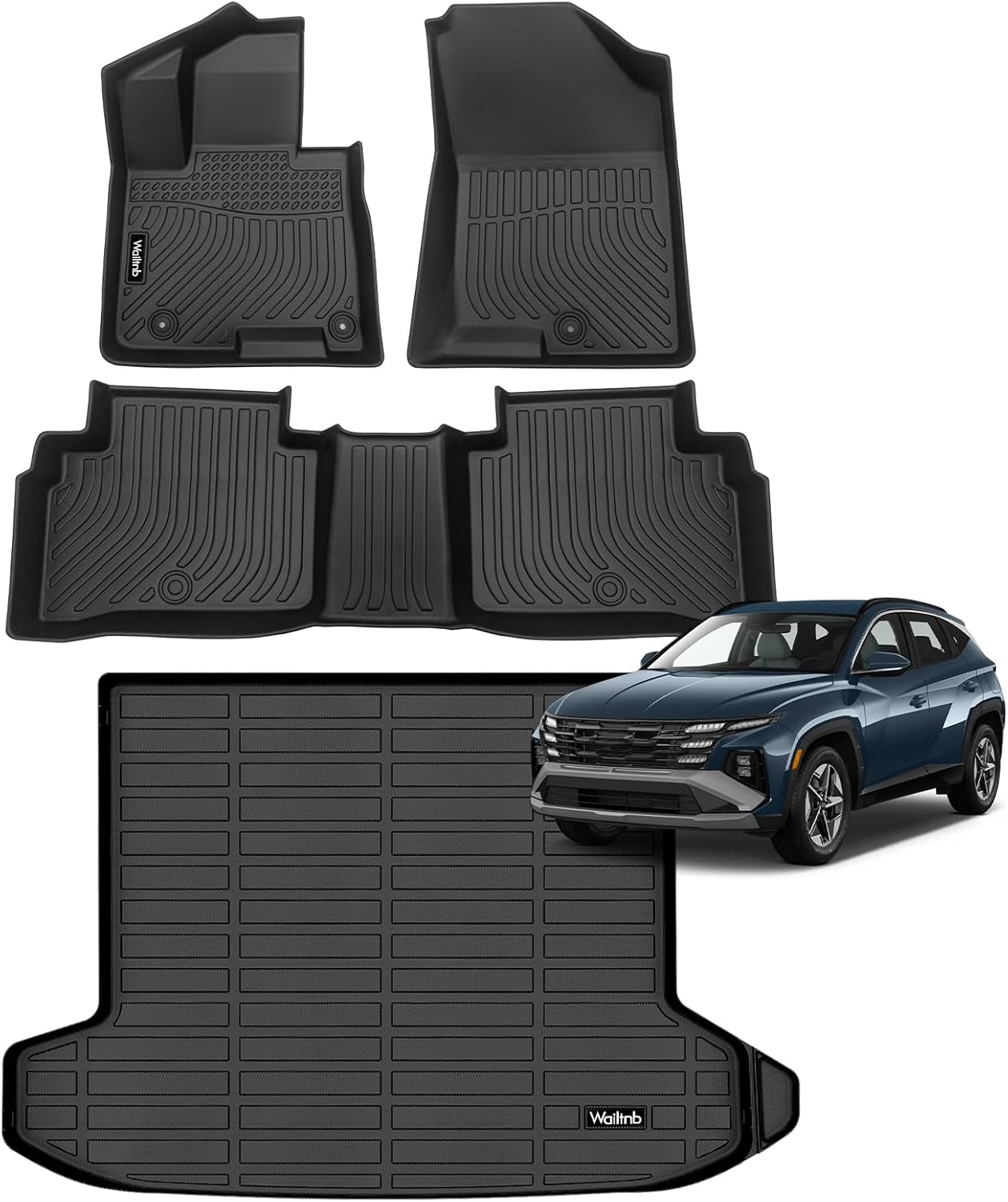 Wailtnb-Car Floor Mats Custom for Hyundai Tucson 2022-2026 (Only Gas) Trunk Liners All Weather Car Mats Tucson Full Set Accessories 22|For Tucson|2022-2026|Set