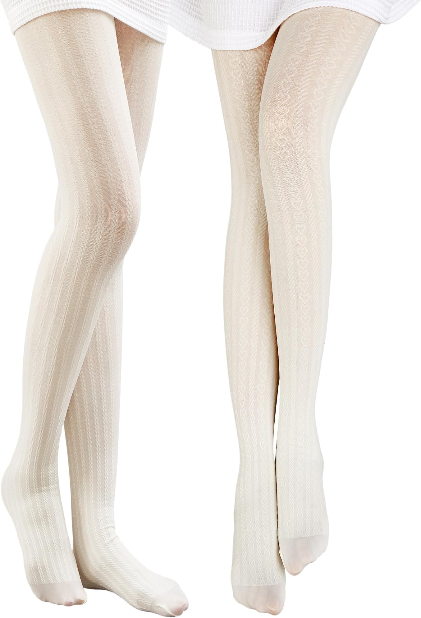 2/4 Pairs White Lace Tight Hollow out Knitted Patterned Tight for Women Lace Heart Stockings Fishnet Bridal Pantyhose