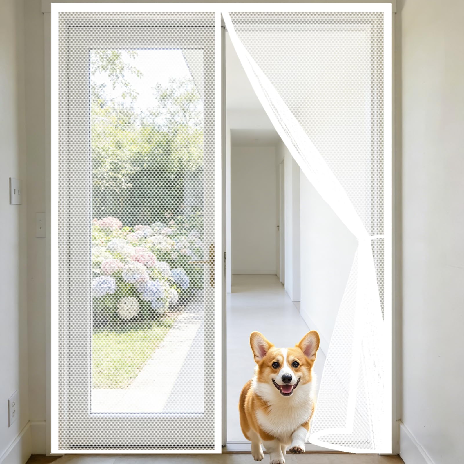 Moustiquaire pour porte fenêtre rideau aimanté anti insecte blanc 170cm