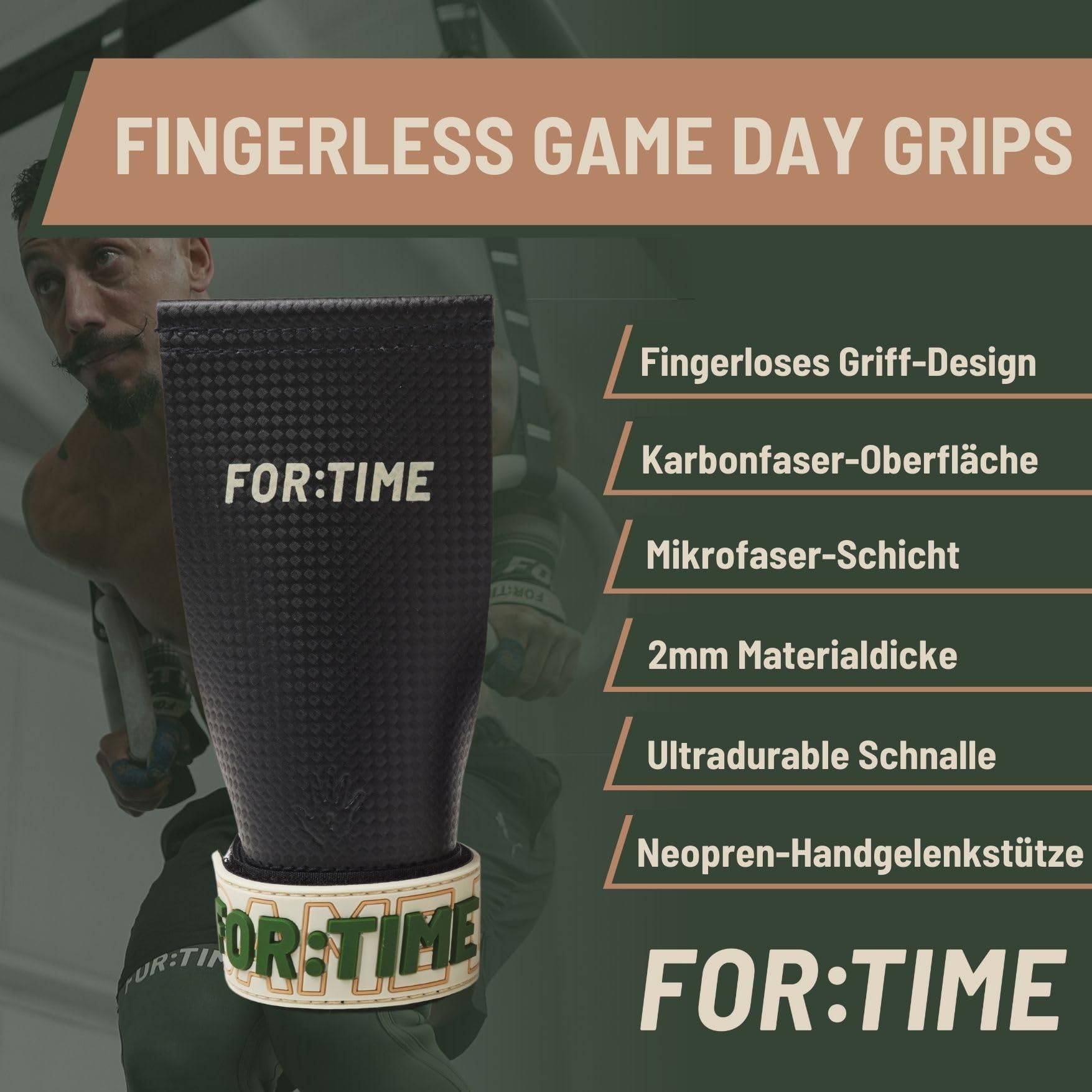 DO: TIME FITNESS GAME DAY GRIPS - uchwyty do ćwiczeń crossfit i gimnastyki - ultra lepkie włókno węglowe ochrona dłoni z podparciem nadgarstka - rękawice gimnastyczne do podciągania, akcesoria do