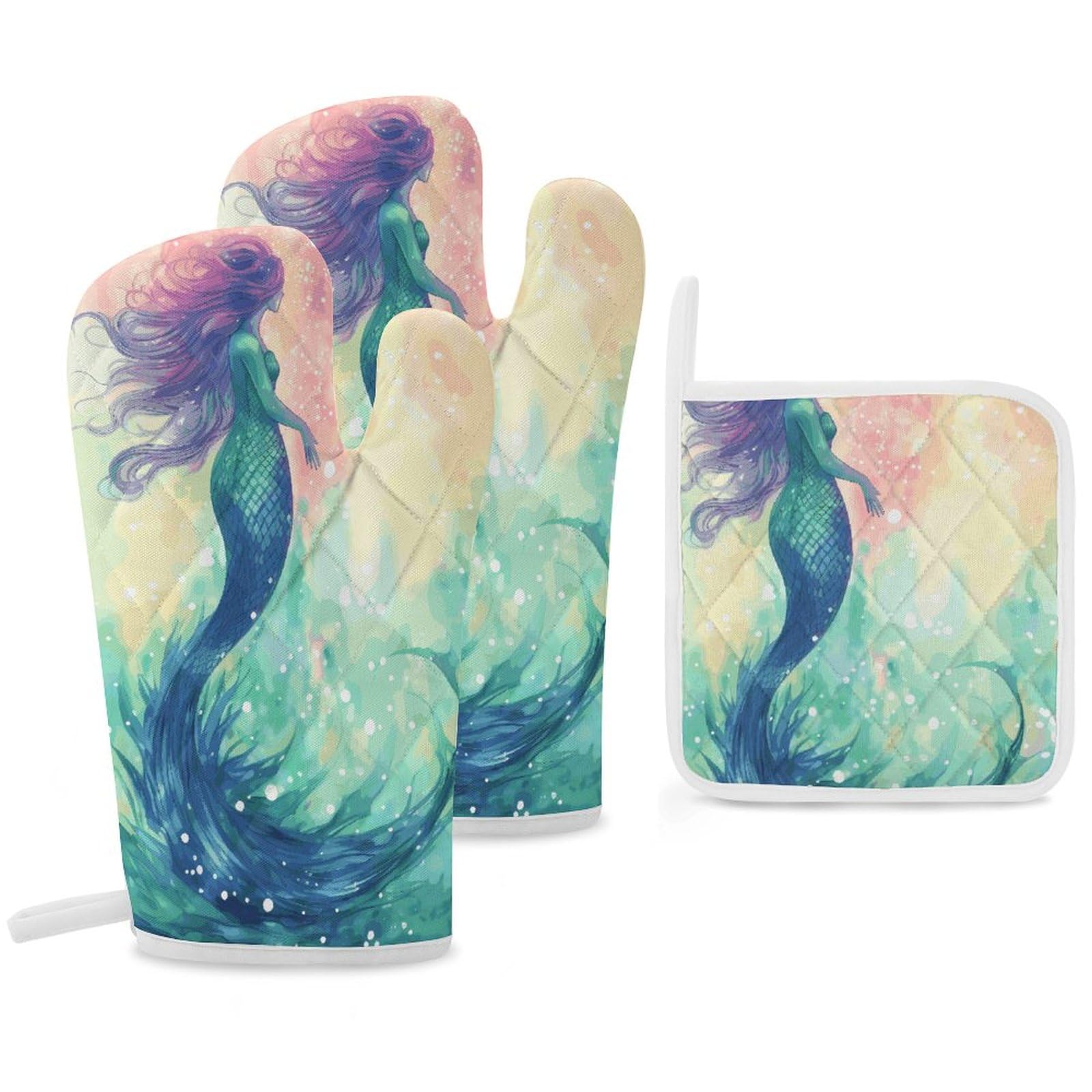 Gants de cuisine amusants sirène : idée cadeau pendaison de crémaillère