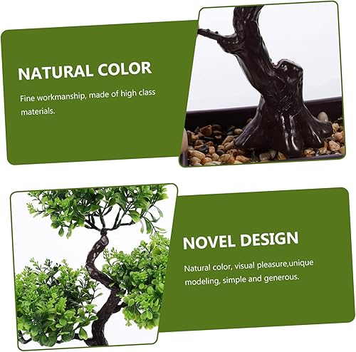 Vista 7 de TEHAUX Árbol bonsái artificial, verde, plástico, 15.17 oz