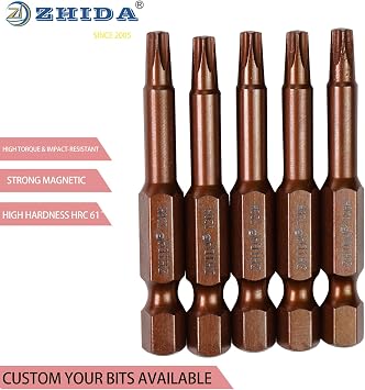 T20H Security Torx Bit 50mm, Tamper Resistant Torx Bit with Hole, S2 Steel, Magnetic, 1/4 Hex, Impact Grade for Drill & Driver 5-Pack
