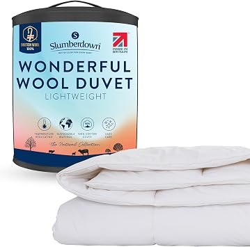 Slumberdown British Wool Double Duvet 3-5 Tog Lightweight & Cooling Summer Quilt for Hot Sleepers | 100% British Wool, Naturally Regulates Temperature, Hypoallergenic & UK Made (200 x 200cm)