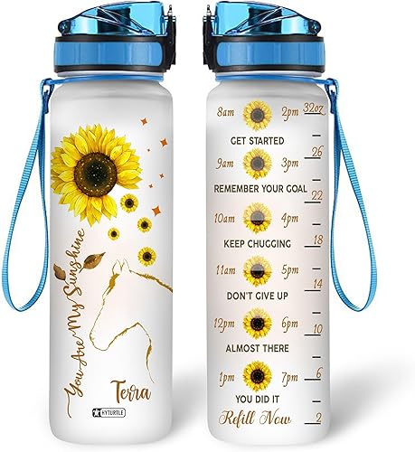 Vista 74 de Hyturtle Botella de agua motivacional personalizada con texto en inglés "I Know I Hunt Like A Girl" de 32 onzas, nombre personalizado con marcador