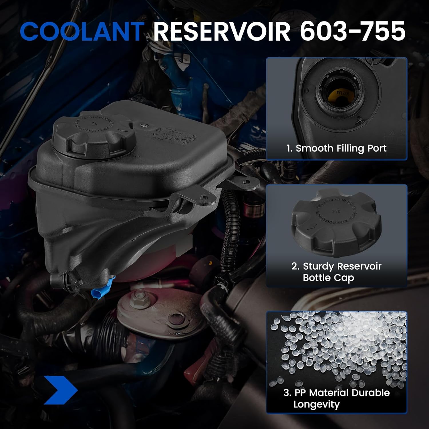 Engine Coolant Reservoir Tank 603-755 Compatible with BMW X1 2012-2015 335i 135i 2011-2013 335i xDrive 2009-2013 135is 2013 M135i 2013-2016 3.0L L6 Replace 17137640515 17137590626