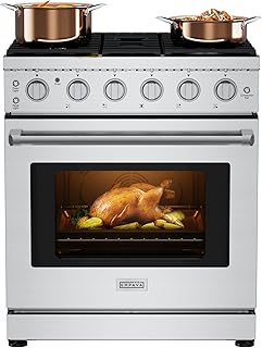 Empava Gas Range,True Convection Oven 4.55 Cu. Ft, 5 Deep Recessed Burners Cooktop, Heavy Duty Continuous Grates in Stainless Steel with Storage Drawer, Freestanding & Slide-In,30 Inch
