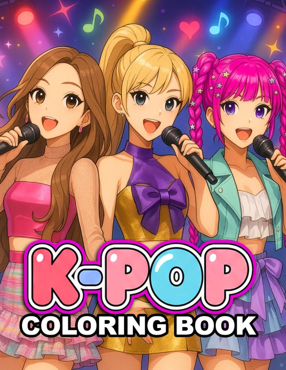 K-POP Coloring Book: Anime K-pop Idols, Cute Stage Poses & Korean Aesthetic Vibes for Kids, Teens & Fans