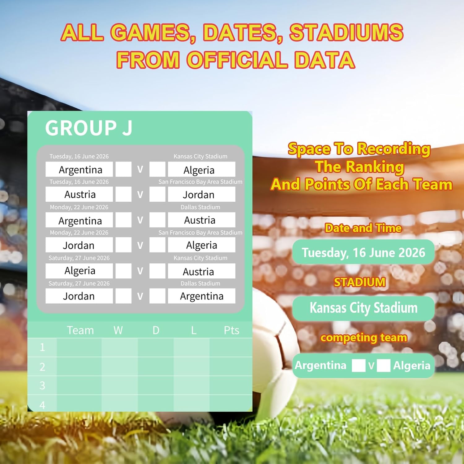 YOFANUP World Cup Schedule 2026 Poster, 2 Pcs Match Schedule, World Cup Merchandise 2026, Soccer Party Decorations, Office Home Football Poster, 23.6x33 inches, Great Gifts for Soccer Fans (A1) - Image 3