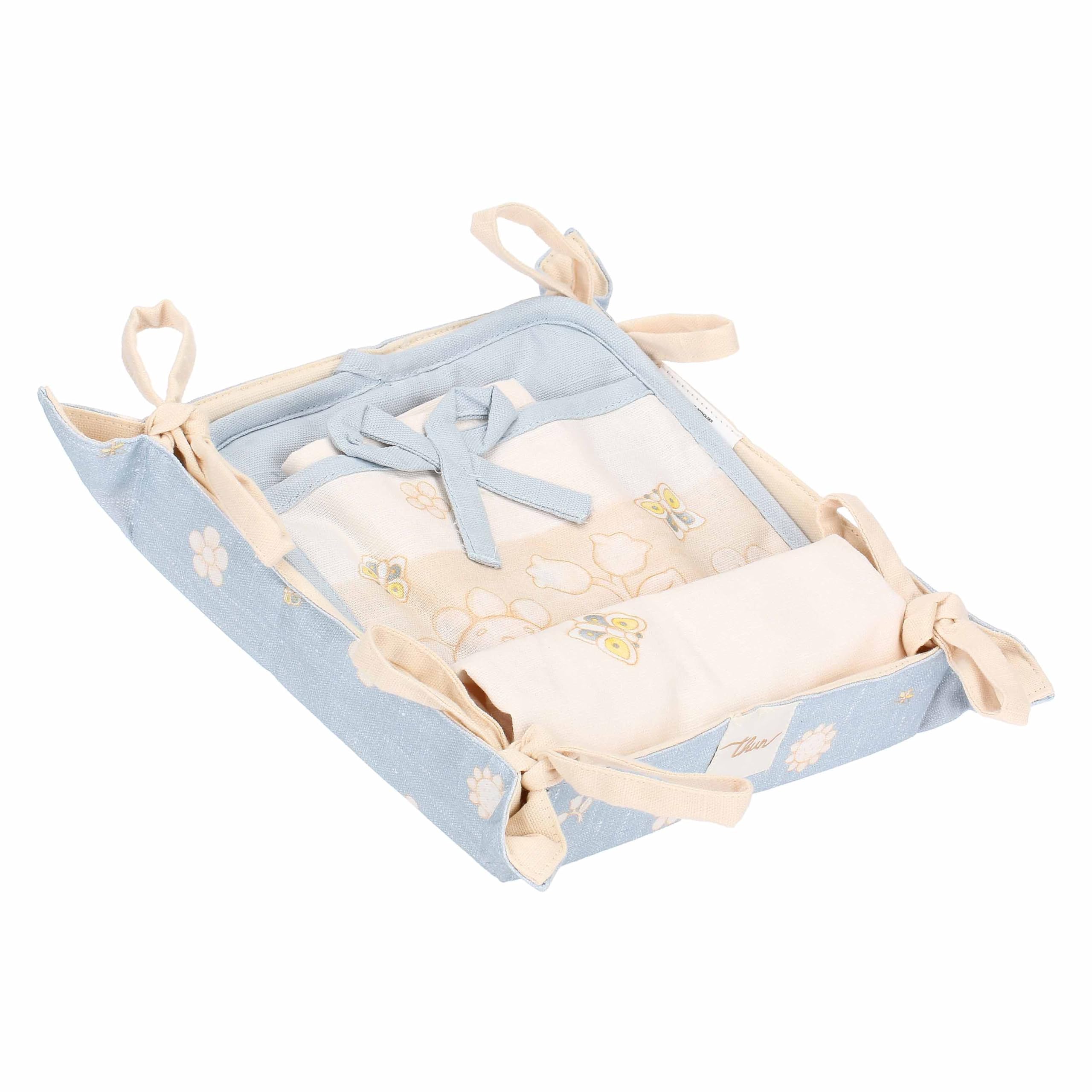 THUN Set presina, strofinaccio e grembiule, 100% cotone, Collezione Elengance, presina 20 x 20 cm strofinaccio 40 x 60 cm