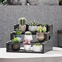 Vista 8 de KLM Liquor Bottle Display Shelf, Coffee Syrup Rack Organizer, 3 Step Countertop Liquor Wine Rack, Mini bar,Liquor Cabinet, Home Retro Bar Shelf