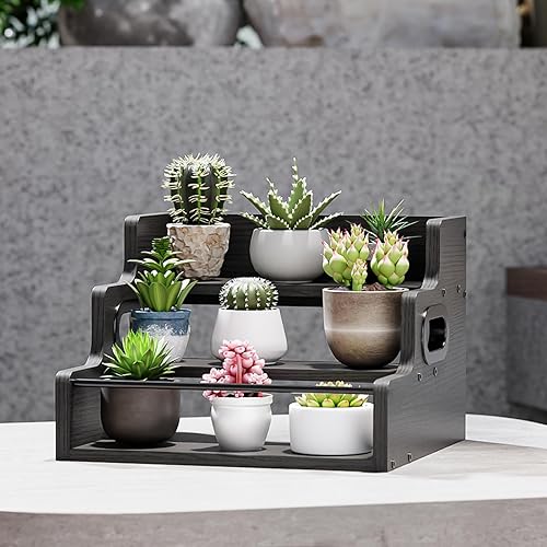 Miniatura 9 de KLM Estante de exhibición de botellas de licor, organizador de jarabe de café, estante de vino de licor de 3 escalones, mini bar, gabinete de licor,