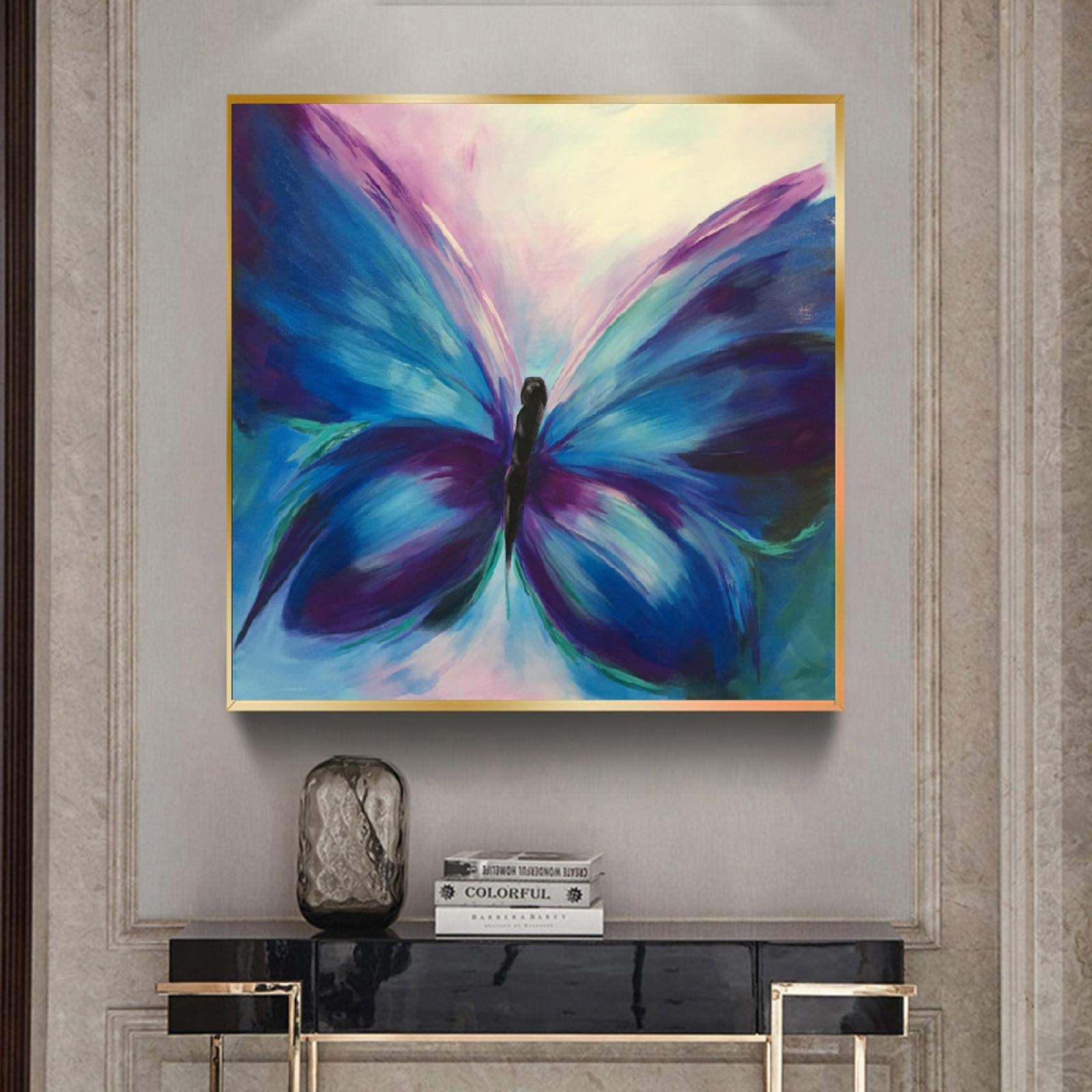 Affiche papillon bleu 40x40 cm décoration murale salon