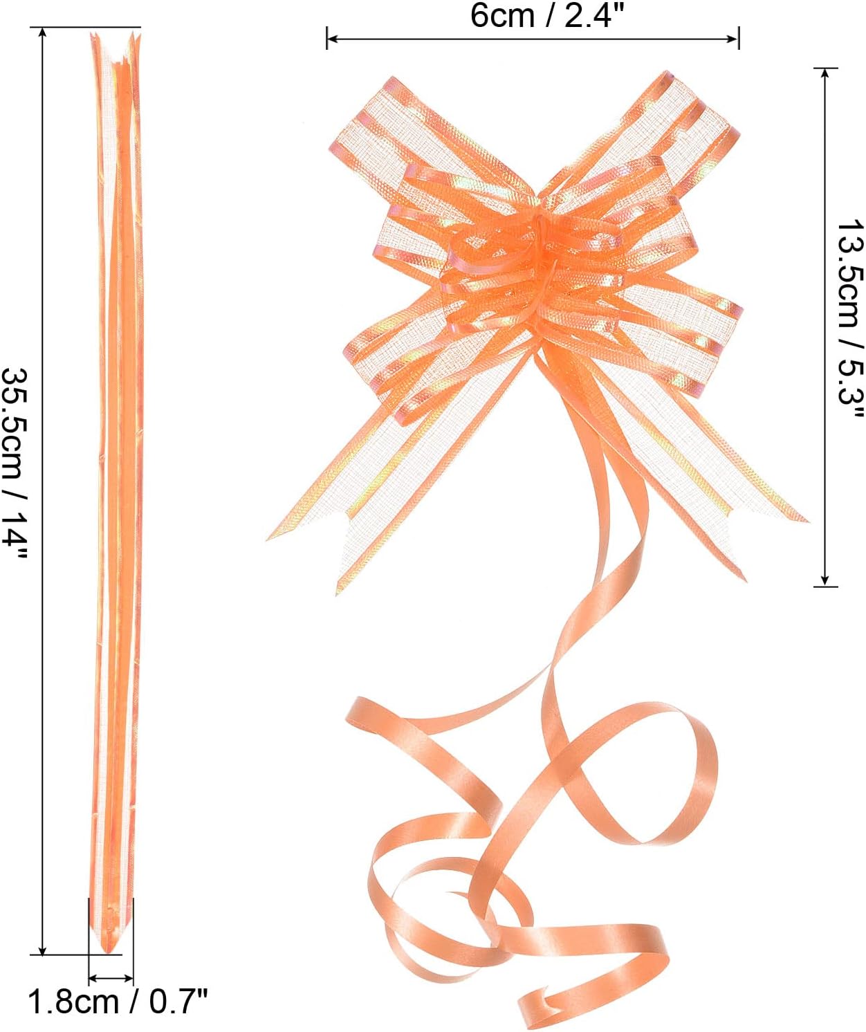 PATIKIL 2.4-inch Chiffon Pull Bows, 40 Pack Present Wrapping String Ribbons Decorative Bow Ties for Wedding Party Birthday, Orange - Image 2