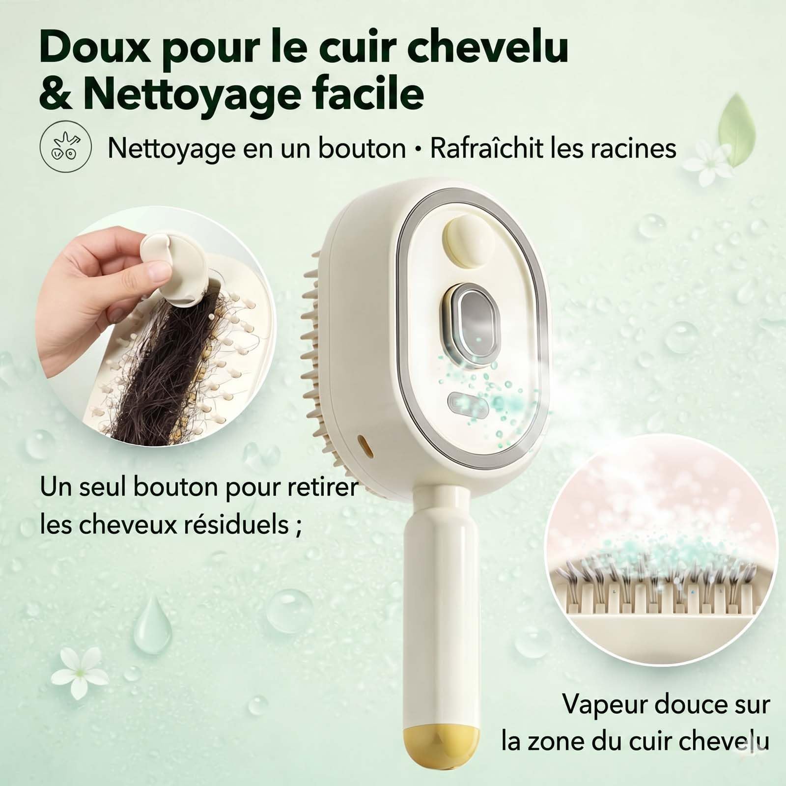 Peigne Massage à Coussin D'Air Et Spray éLectrique,3-in-1 Electric Steam Brush for Hair, 2026 Rechargeable Spray Air Cushion Massage Comb, Detangling Steaming Hair Care Brush with Self-Cleaning (3PCS)