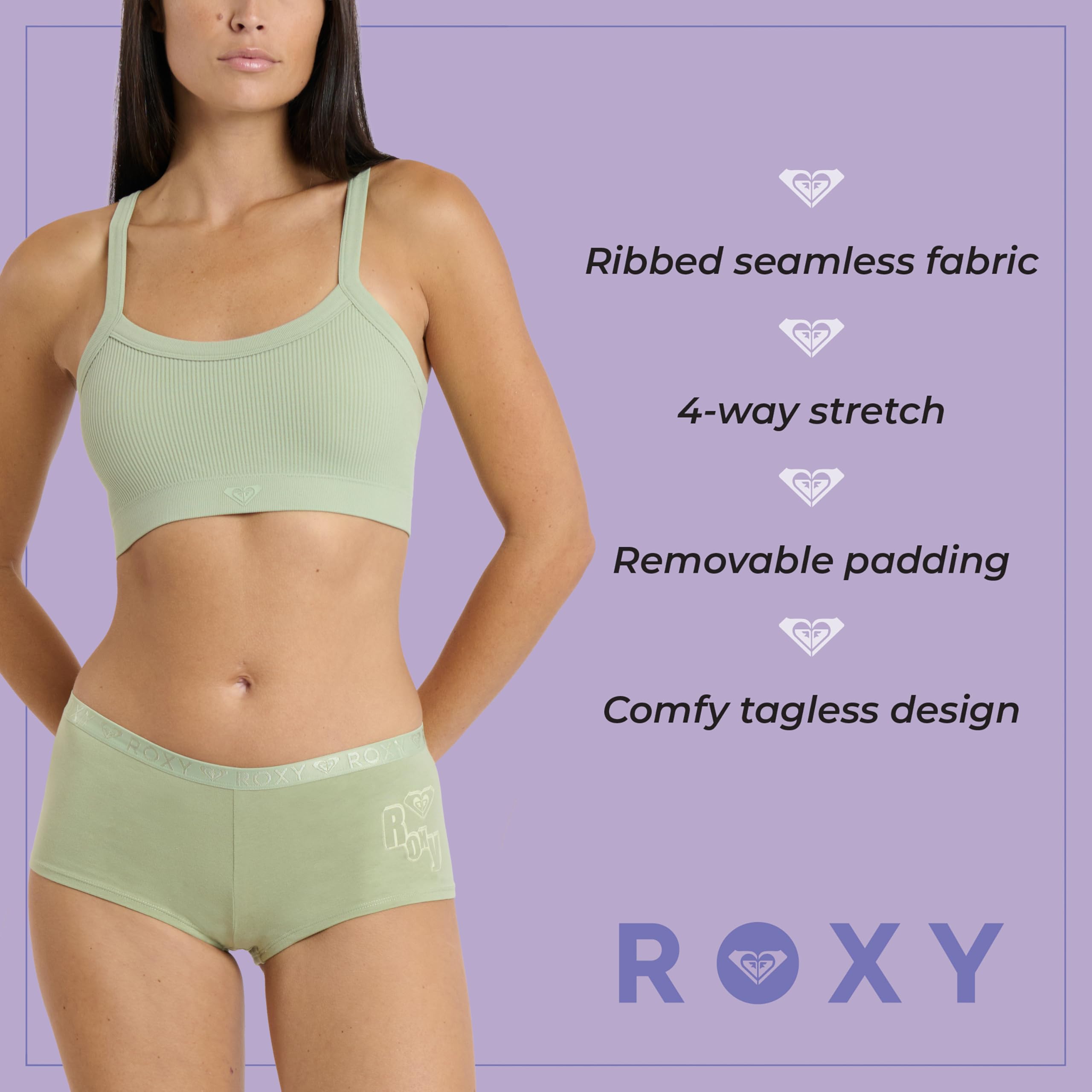 Roxy Nahtlose BHs für Damen, gerippt, Lounge-BHs, drahtlos, Bralette-Set, 3er-Pack