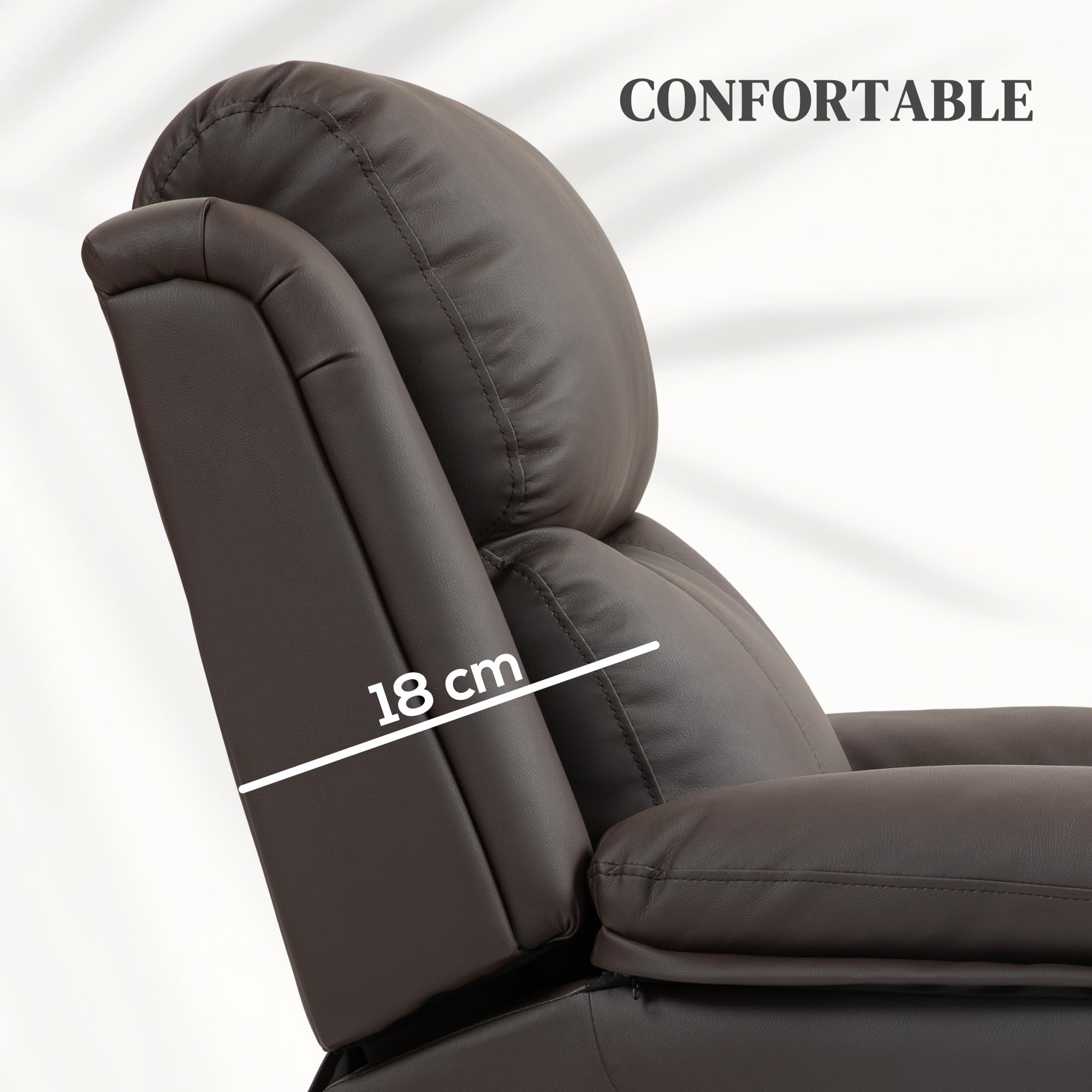 HOMCOM Sillón Relax Eléctrico Reclinable Levanta Personas, Sillón Elevador, con Respaldo Alto, Control Remoto, Reposapiés, Acolchado Grueso, Tapizado en PU, Bolsillos Laterales, Marrón Oscuro