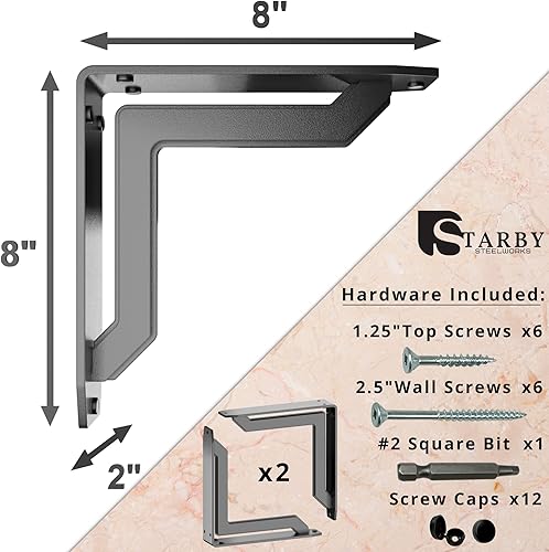 Miniatura 2 de Starby Lucca Designer Series - Soportes decorativos resistentes de servicio pesado para repisas de chimenea y encimeras. Ménsulas bellamente